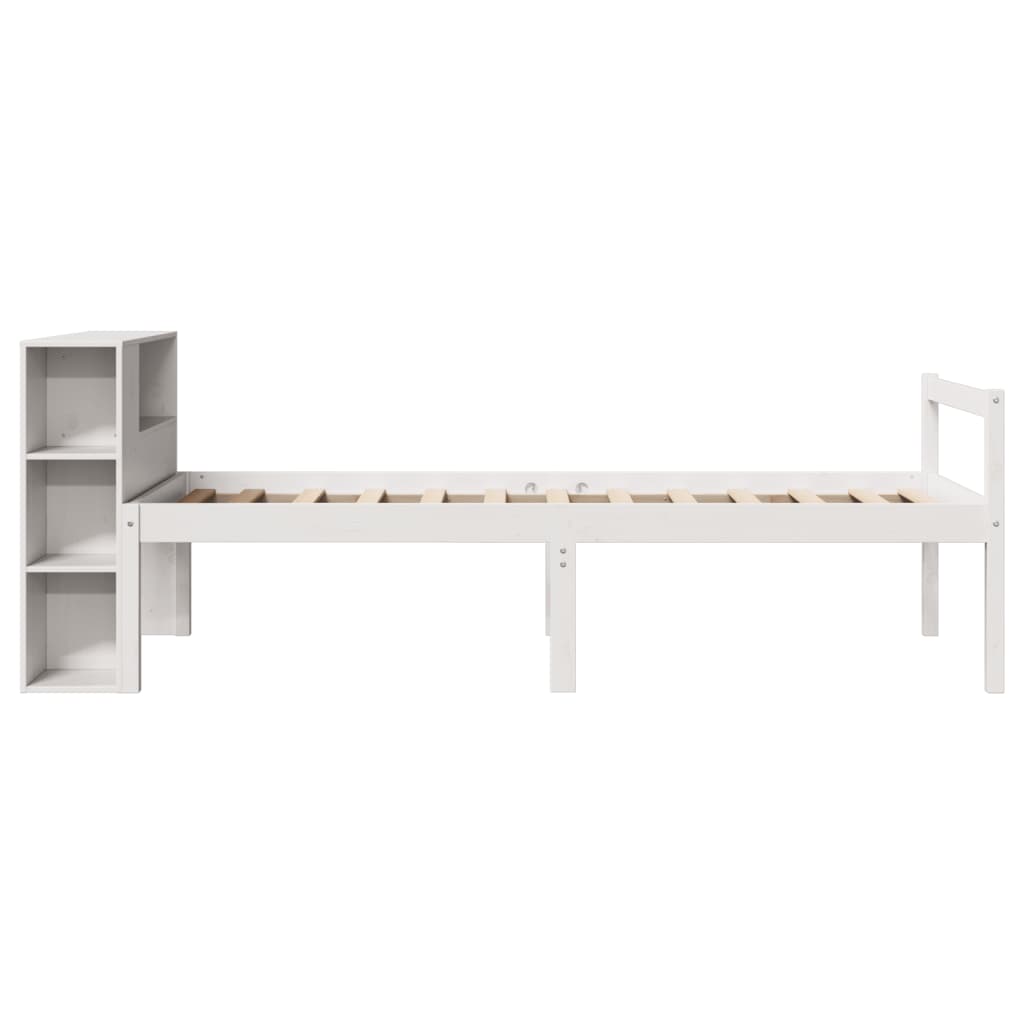 Letto Libreria senza Materasso Bianco 90x190 cm Massello Pino