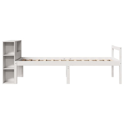 Letto Libreria senza Materasso Bianco 90x190 cm Massello Pino
