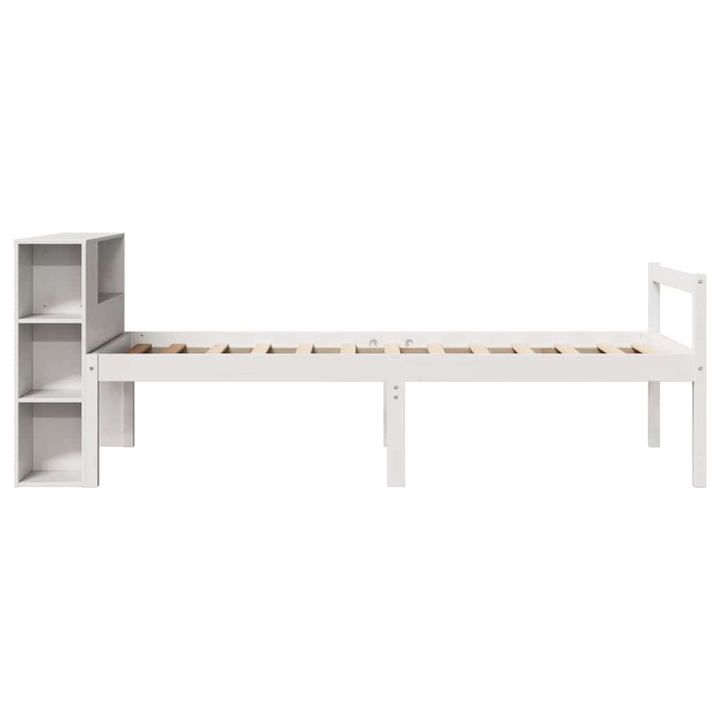 Letto Libreria senza Materasso Bianca 90x200 cm Legno di Pino