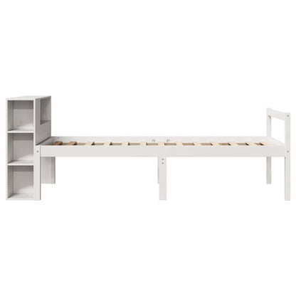 Letto Libreria senza Materasso Bianca 90x200 cm Legno di Pino