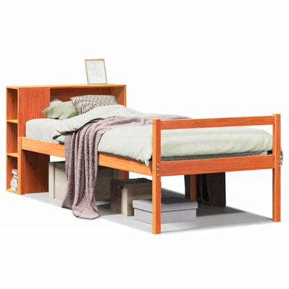 Letto Libreria senza Materasso Marrone Cera 75x190 cm Legno