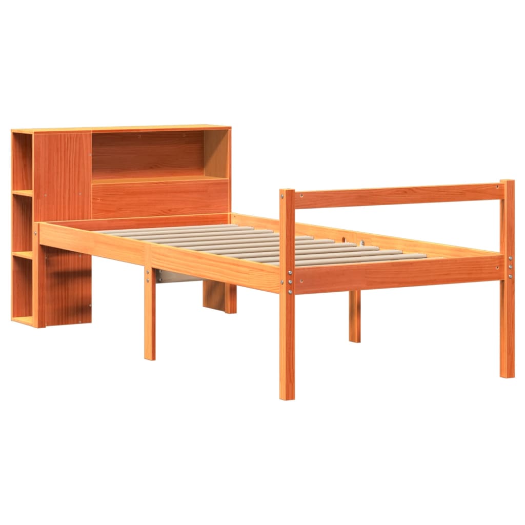 Letto Libreria senza Materasso Marrone Cera 75x190 cm Legno