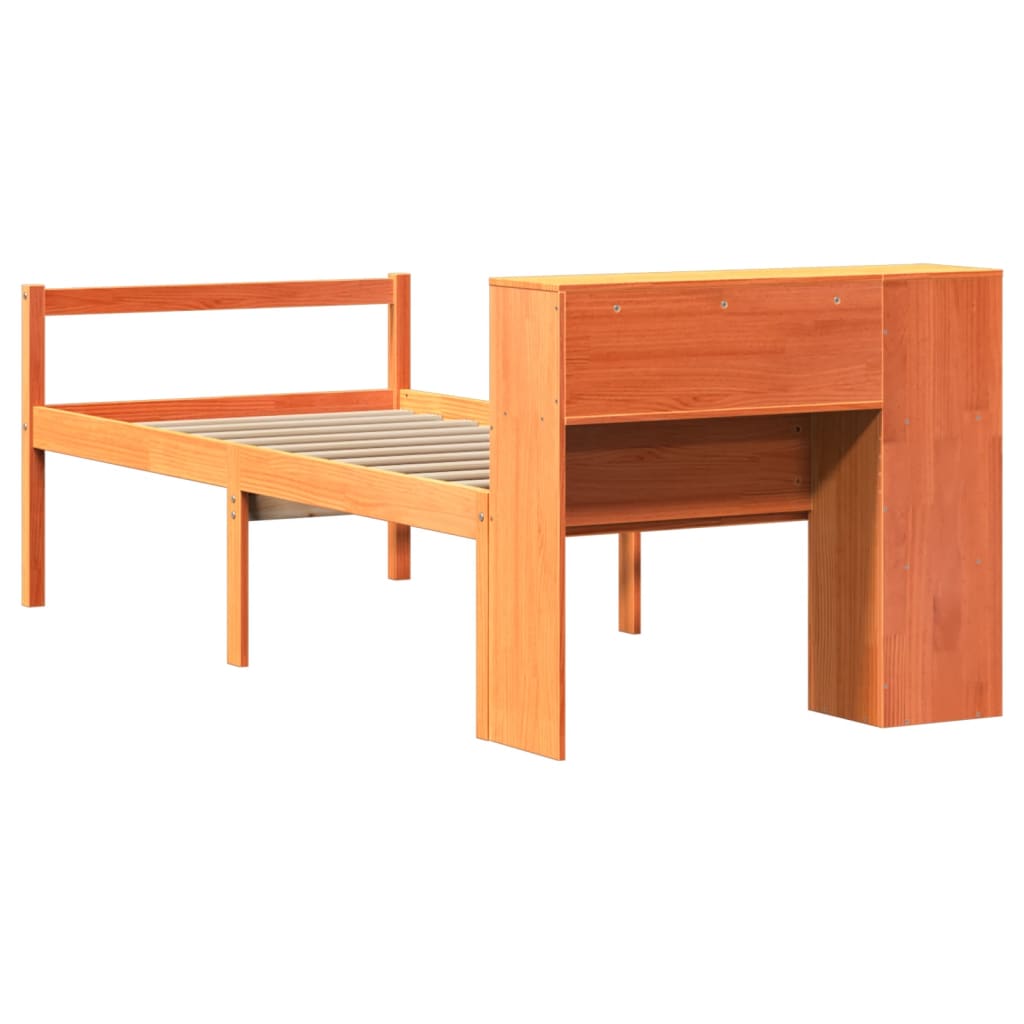 Letto Libreria senza Materasso Marrone Cera 75x190 cm Legno