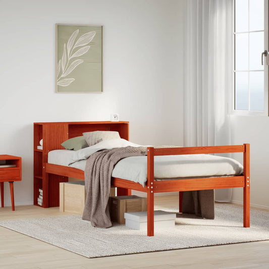 Letto Libreria senza Materasso Marrone Cera 75x190 cm Legno