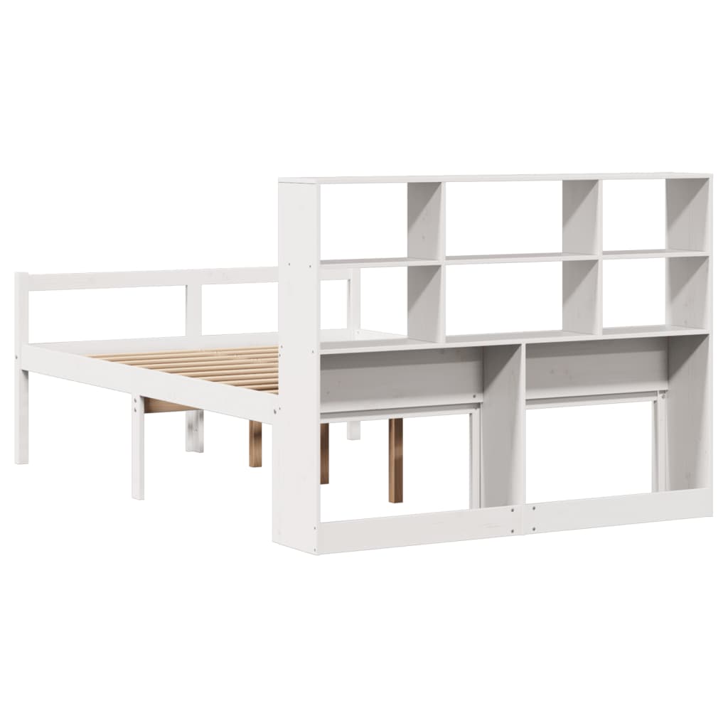 Letto Libreria senza Materasso Bianco 140x190 cm Legno di Pino