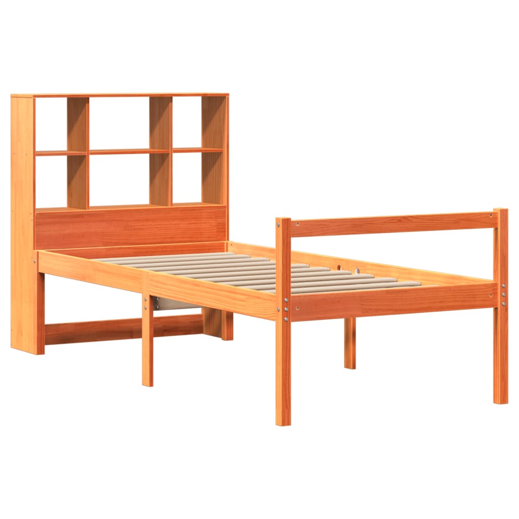 Letto Libreria senza Materasso Marrone Cera 75x190 cm Legno