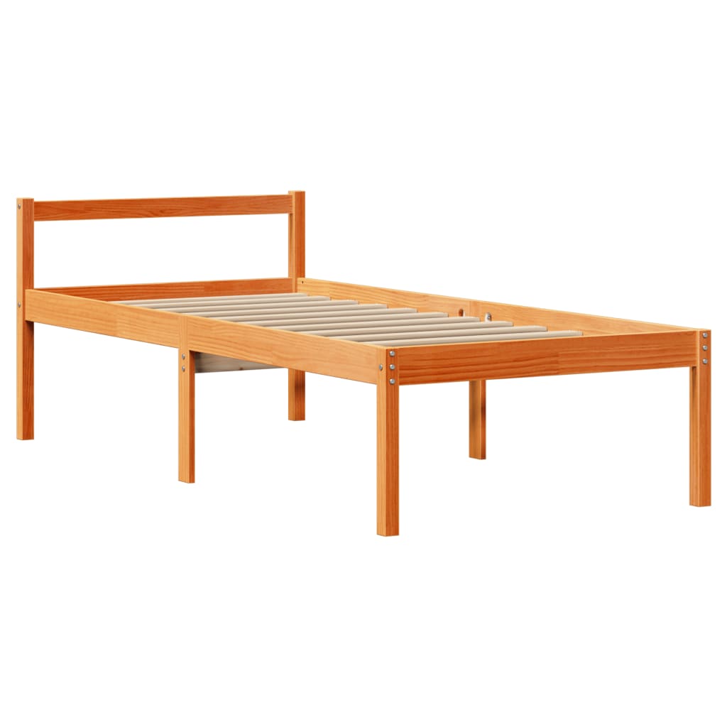 Letto Libreria senza Materasso Marrone Cera 75x190 cm Legno