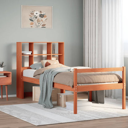 Letto Libreria senza Materasso Marrone Cera 75x190 cm Legno