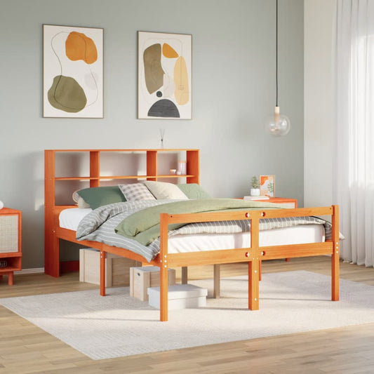 Letto Libreria senza Materasso Marrone Cera 120x190 cm Legno