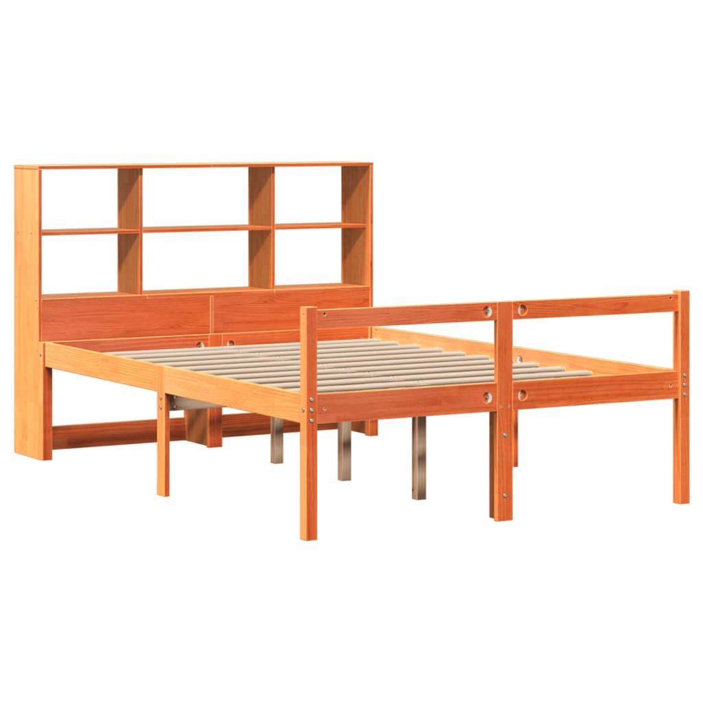 Letto Libreria senza Materasso Marrone Cera 140x200 cm Legno