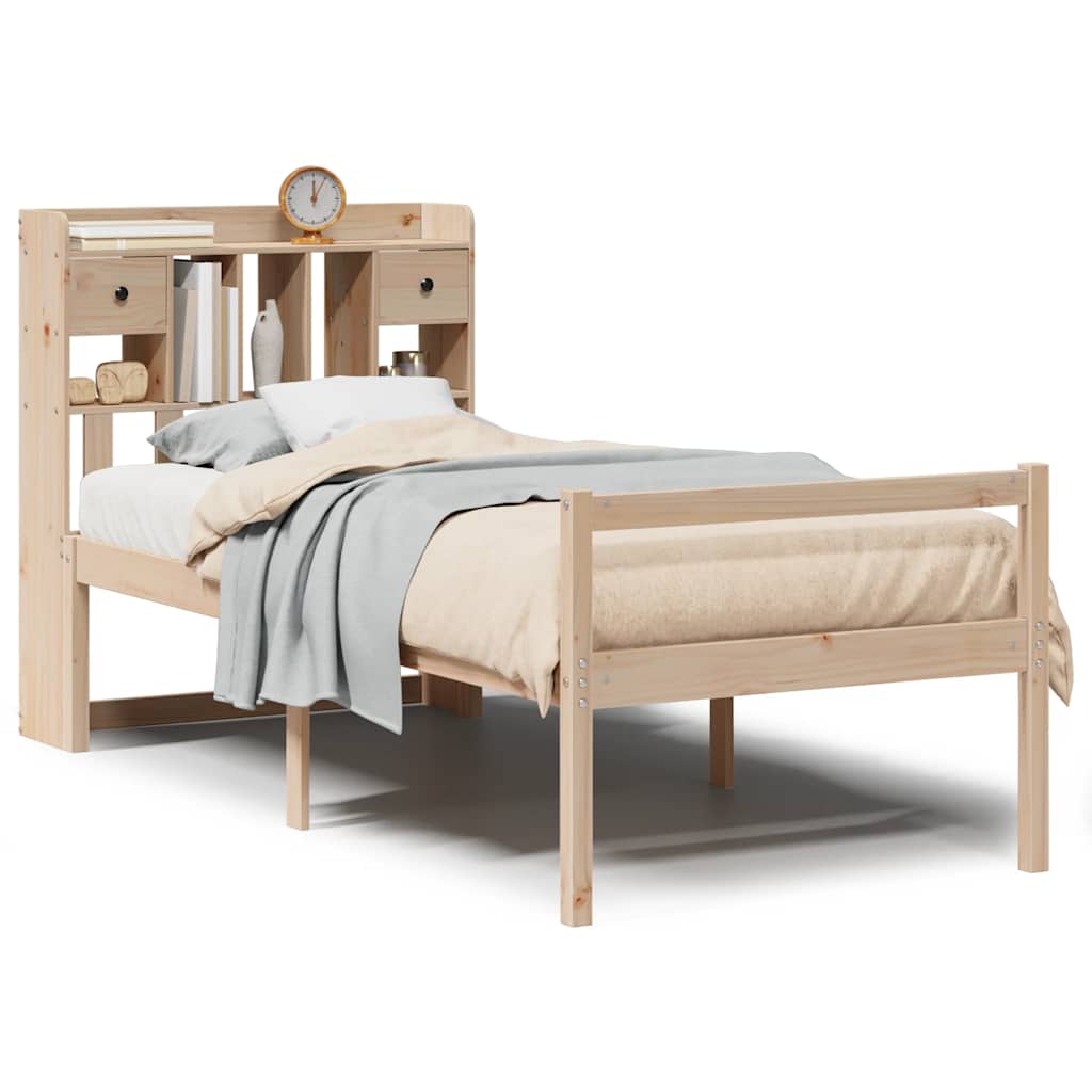 Giroletto con Libreria senza Materasso 75x190 cm in Legno Pino | homemem39