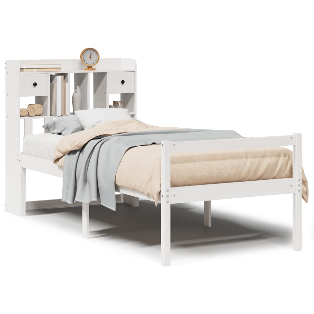 Letto con Libreria senza Materasso 75x190 cm in Legno Pino