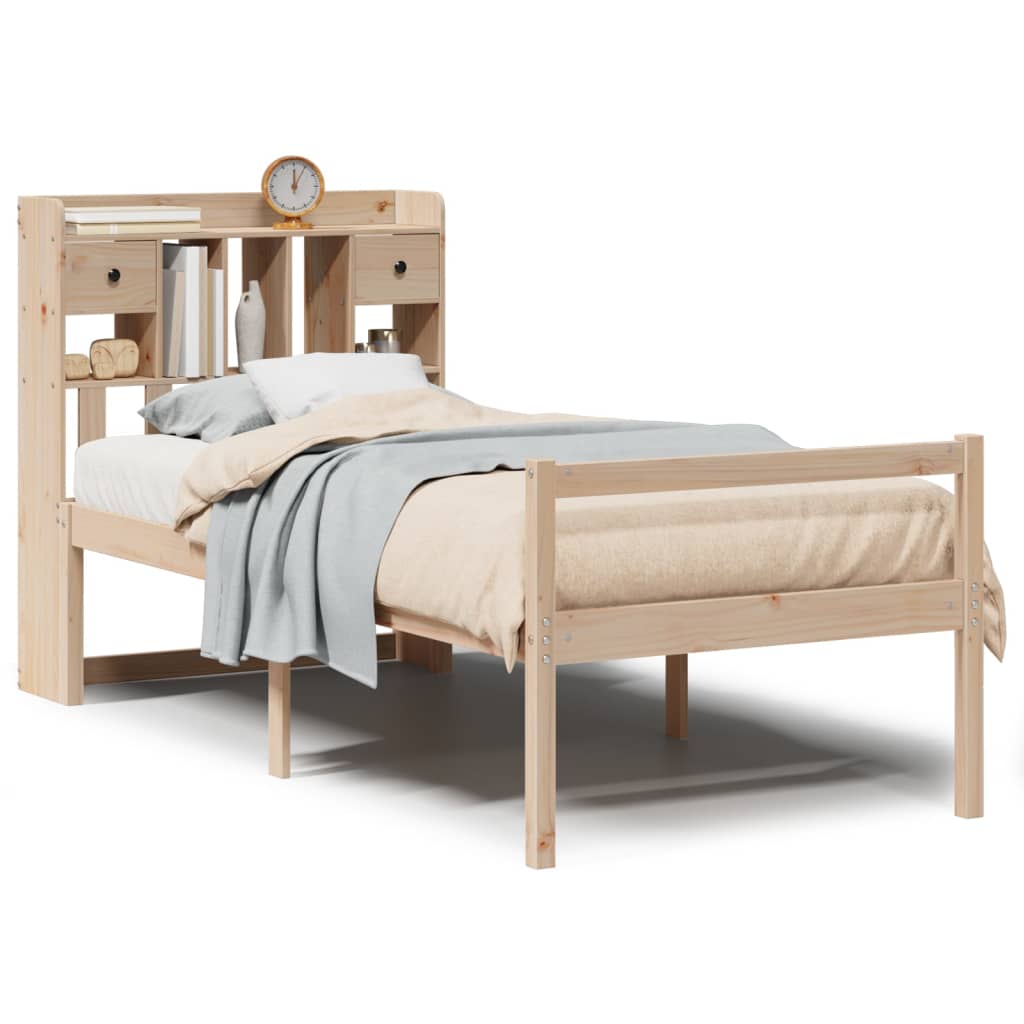 Letto Libreria senza Materasso 90x190 cm Legno Massello Pino