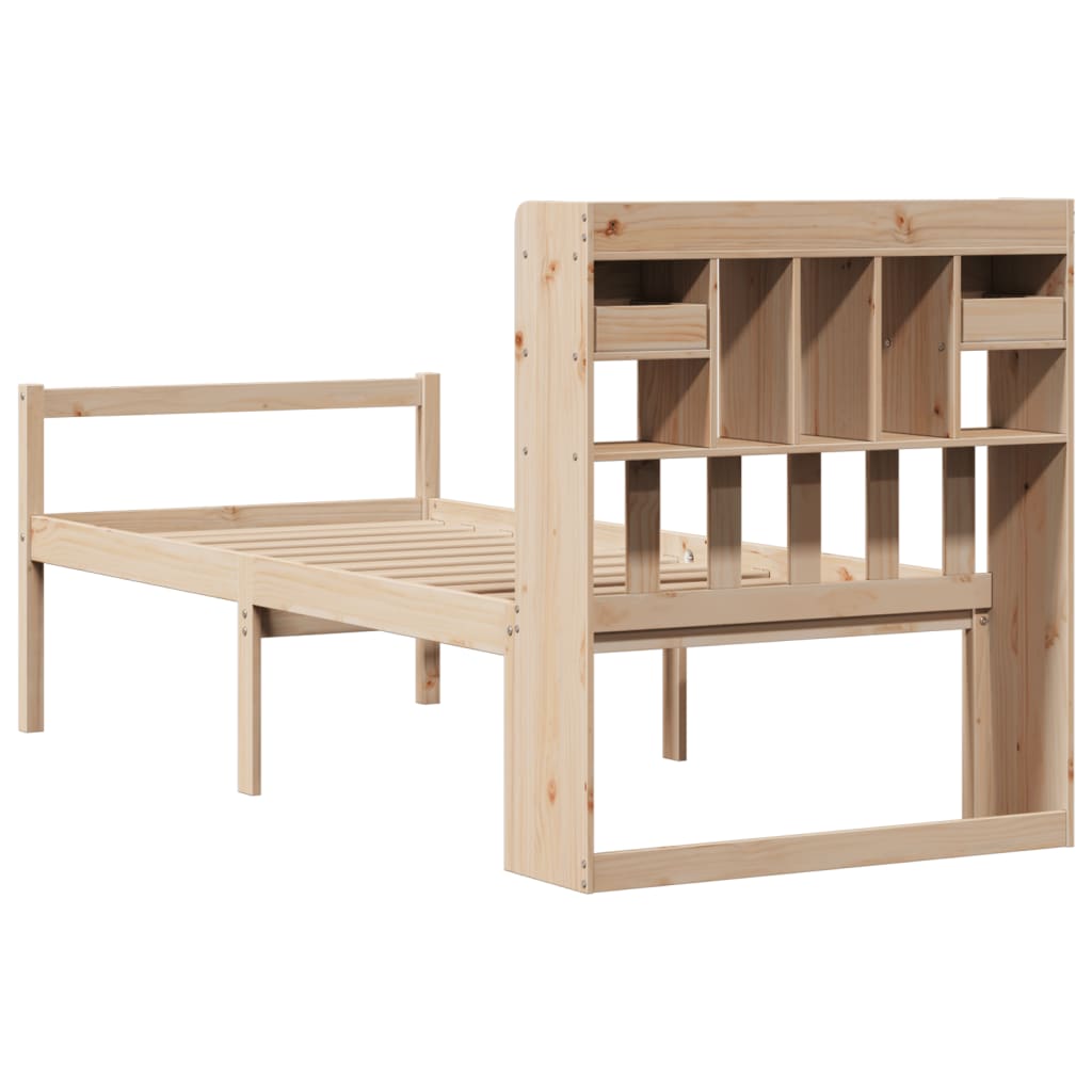 Letto Libreria senza Materasso 90x190 cm Legno Massello Pino