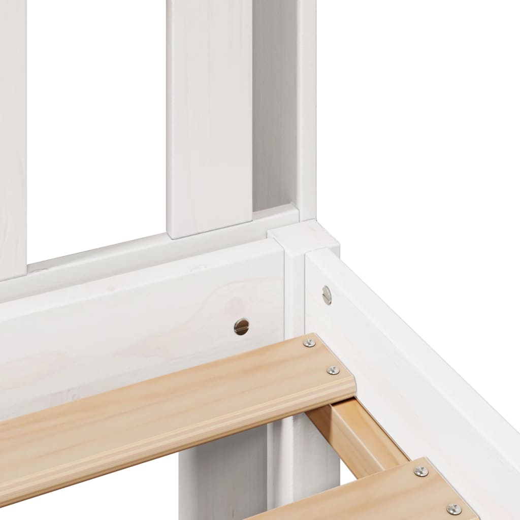 Letto Libreria senza Materasso Bianco 90x190 cm Massello Pino