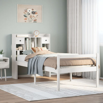 Letto Libreria senza Materasso Bianco 90x190 cm Massello Pino