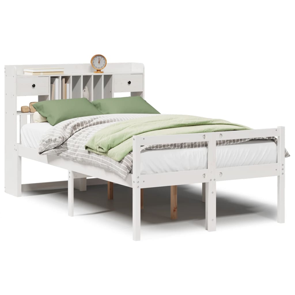 Letto Libreria senza Materasso Bianco 135x190 cm Legno di Pino