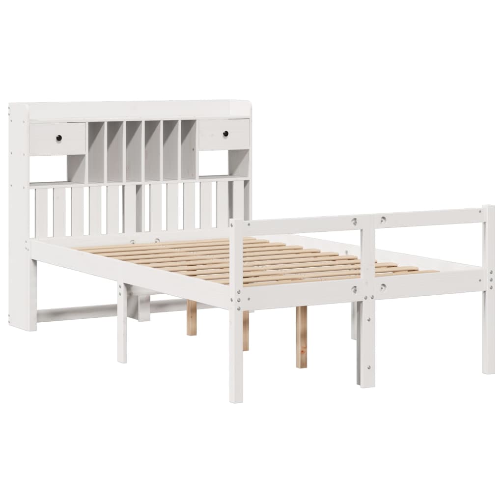 Letto Libreria senza Materasso Bianco 135x190 cm Legno di Pino