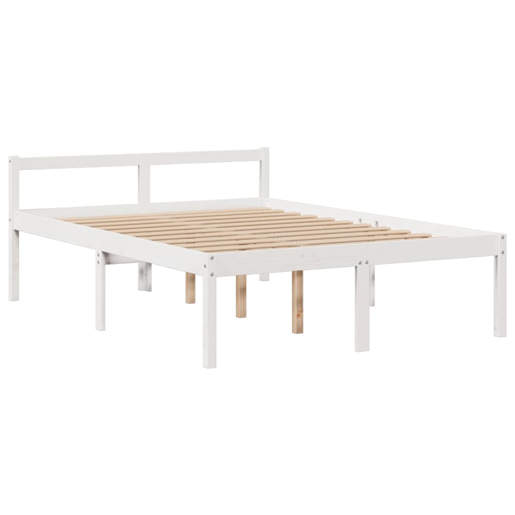 Letto Libreria senza Materasso Bianco 140x190 cm Legno di Pino