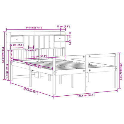 Letto Libreria senza Materasso Bianco 140x190 cm Legno di Pino