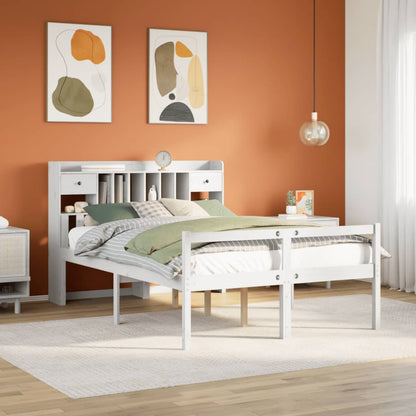 Letto Libreria senza Materasso Bianco 140x190 cm Legno di Pino