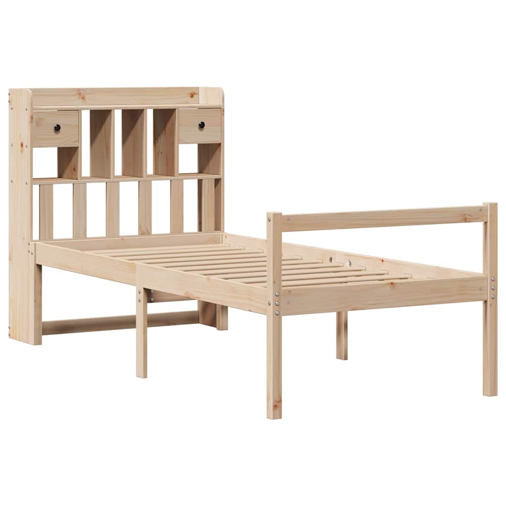 Letto Libreria senza Materasso 90x200 cm Legno Massello Pino