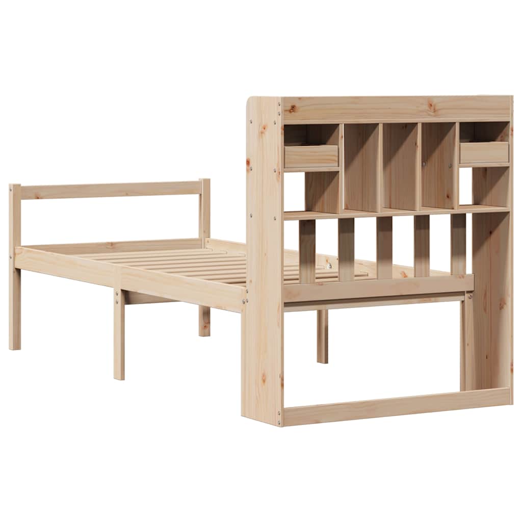 Letto Libreria senza Materasso 90x200 cm Legno Massello Pino