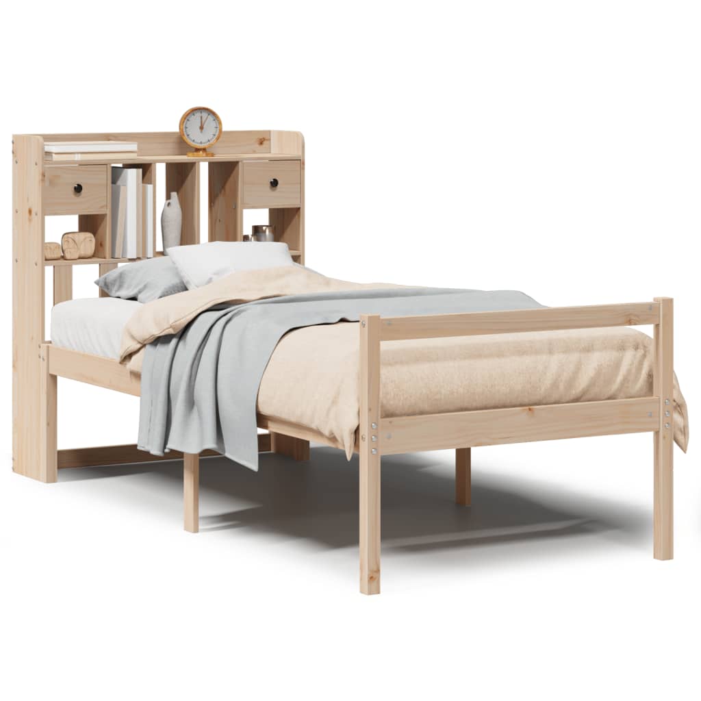 Letto Libreria senza Materasso 100x200 cm in Legno di Pino - homemem39