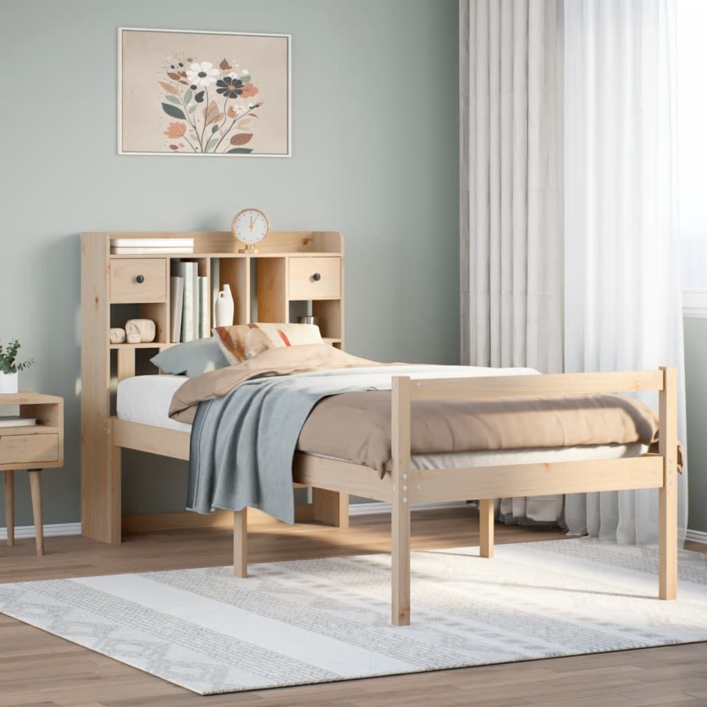 Letto Libreria senza Materasso 100x200 cm in Legno di Pino - homemem39