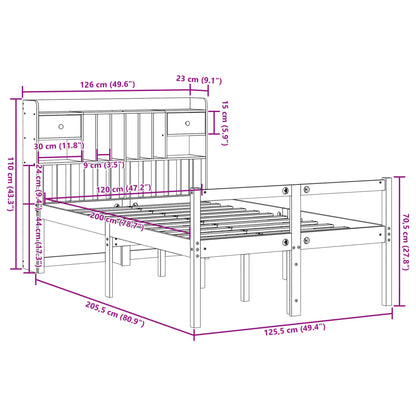 Letto Libreria senza Materasso Bianco 120x200 cm Legno di Pino