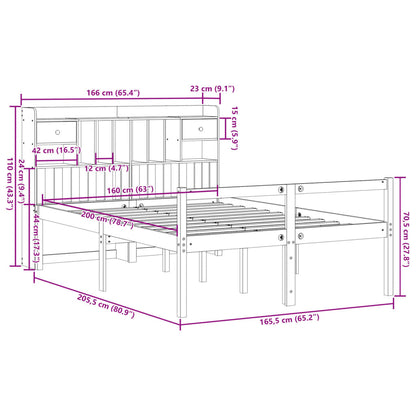 Letto Libreria senza Materasso Bianco 160x200 cm Legno di Pino