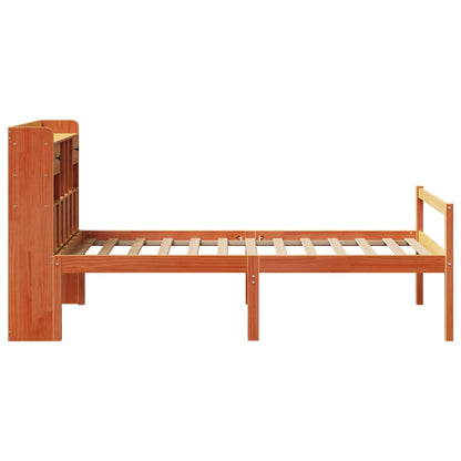 Letto Libreria senza Materasso Marrone Cera 75x190 cm in Pino