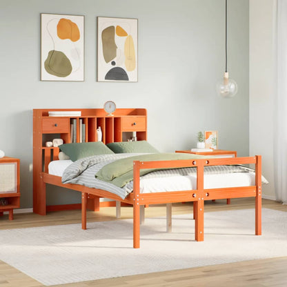 Letto Libreria senza Materasso Marrone Cera 120x190 cm in Pino