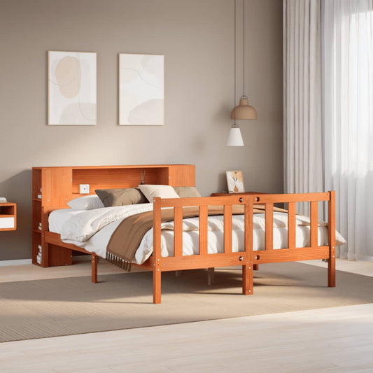 Letto Libreria senza Materasso Marrone Cera 150x200 cm Legno