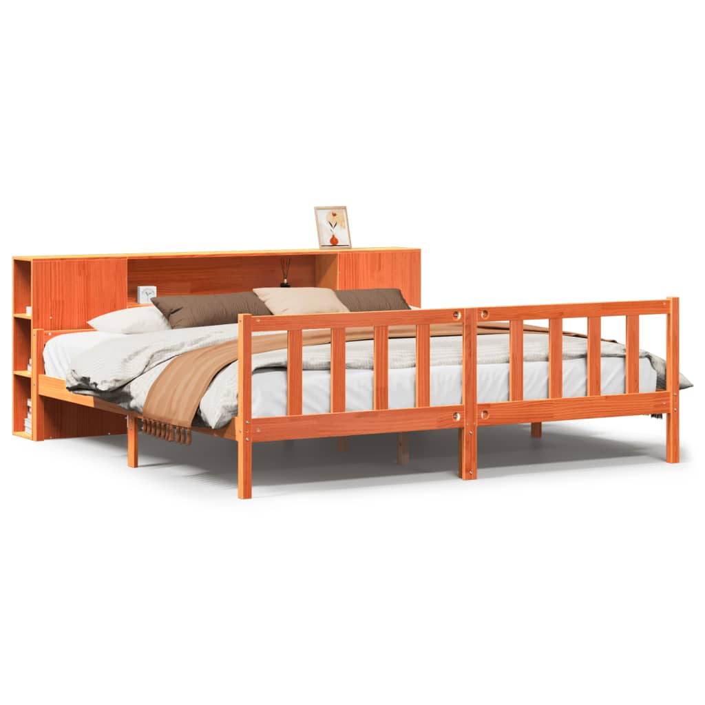 Letto Libreria senza Materasso Marrone Cera 180x200 cm Legno