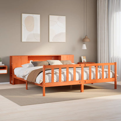 Letto Libreria senza Materasso Marrone Cera 180x200 cm Legno