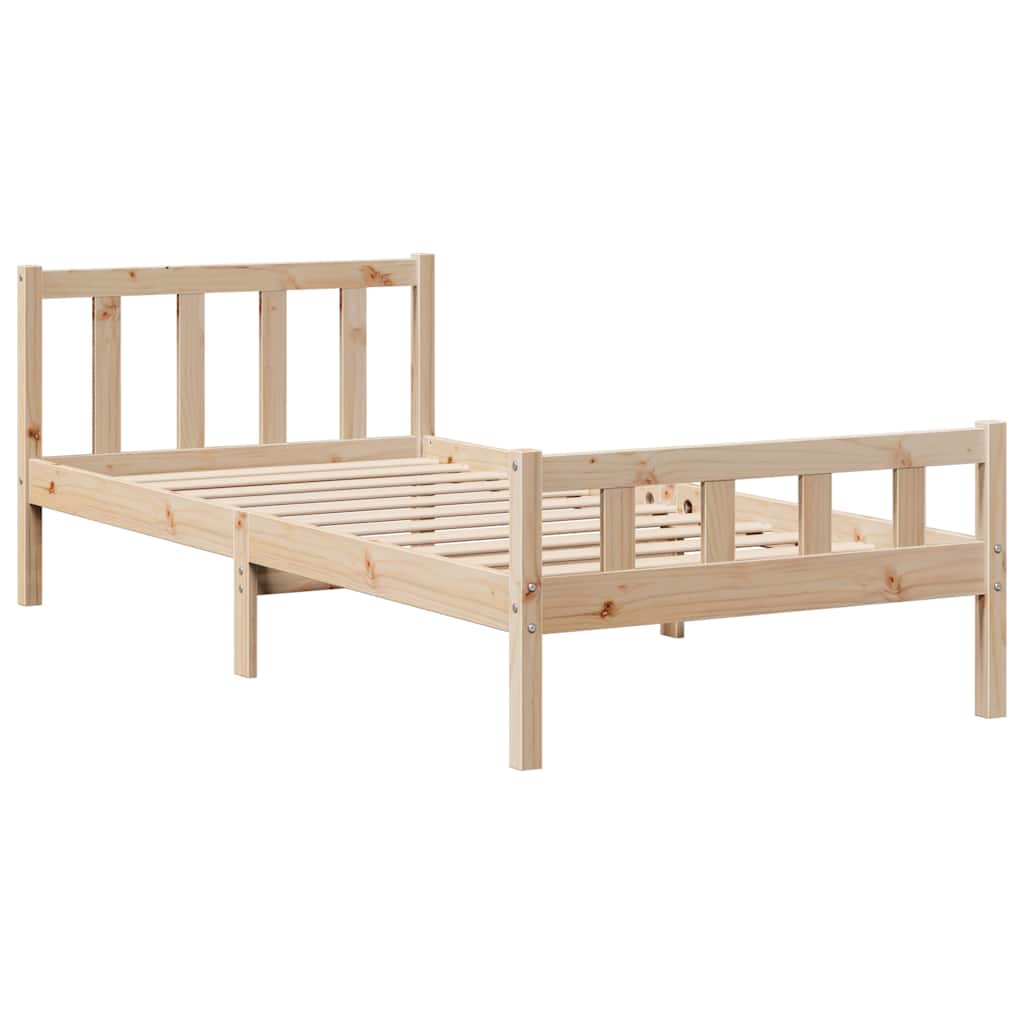 Letto Libreria senza Materasso 90x190 cm Legno Massello Pino