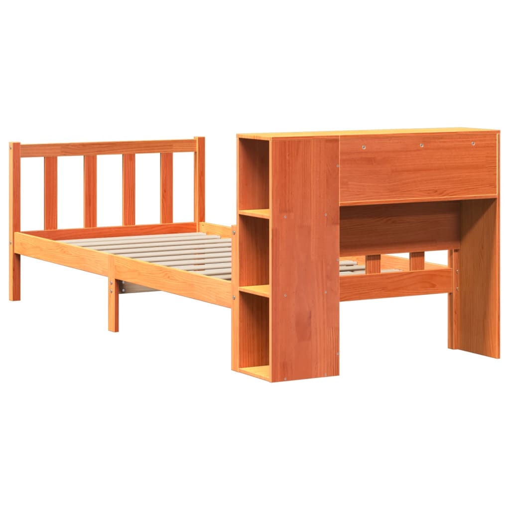 Letto Libreria senza Materasso Marrone Cera 75x190 cm Legno