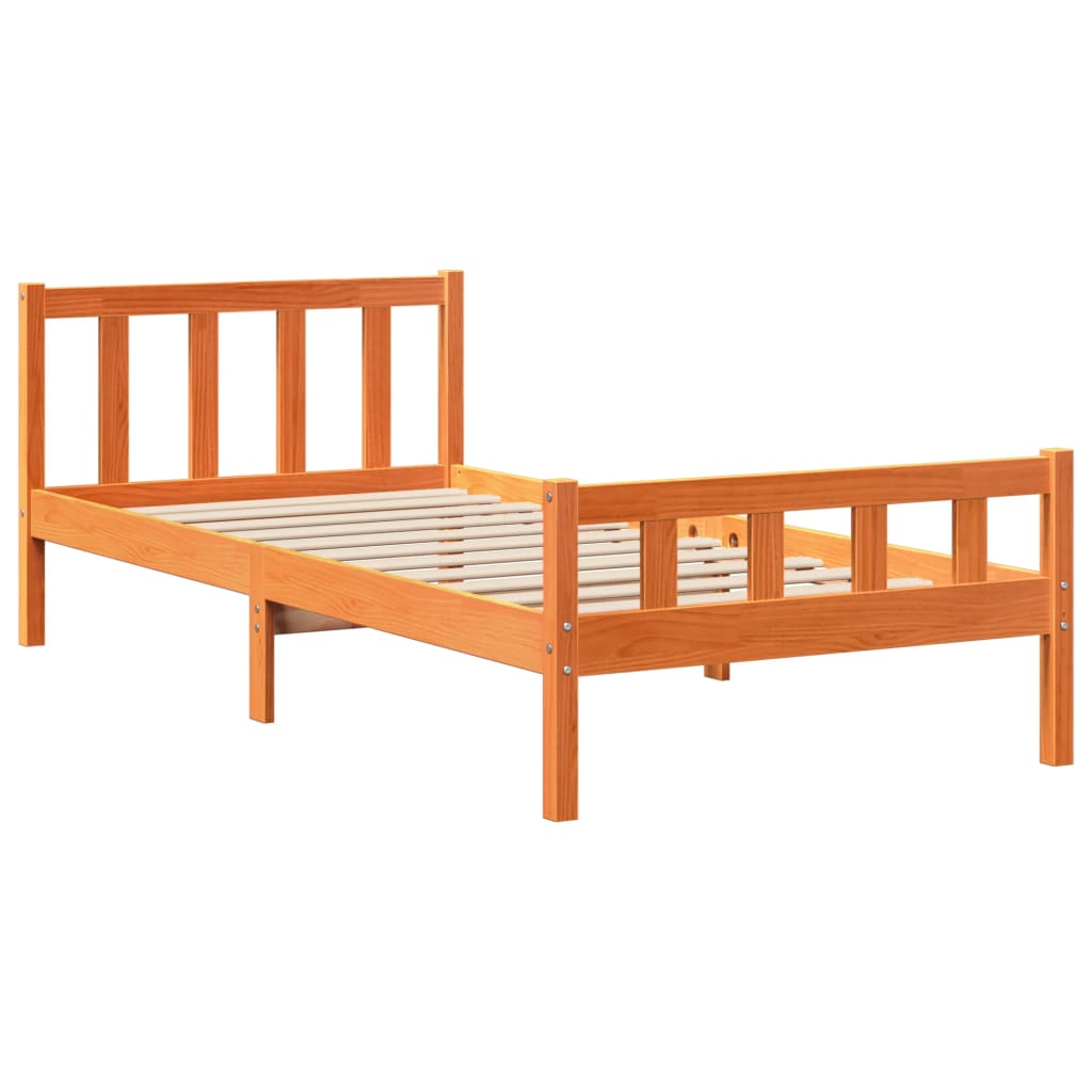 Letto Libreria senza Materasso Marrone Cera 90x190 cm Legno