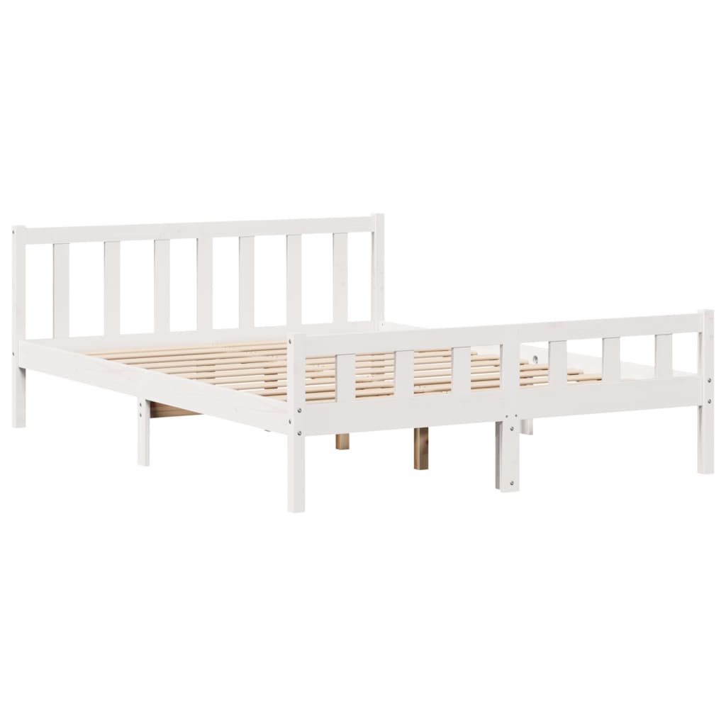 Letto Libreria senza Materasso Bianco 150x200 cm Legno di Pino