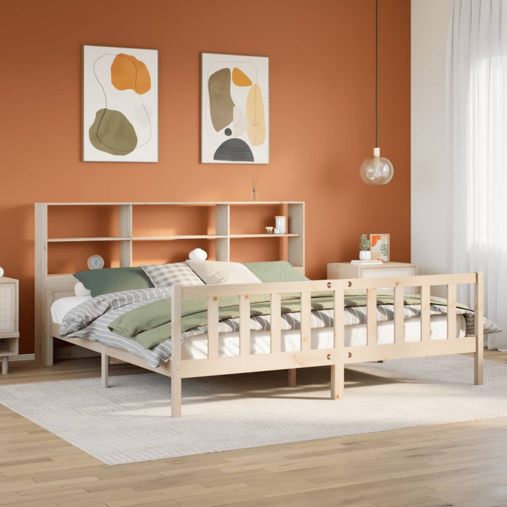 Letto Libreria senza Materasso 180x200 cm in Legno di Pino