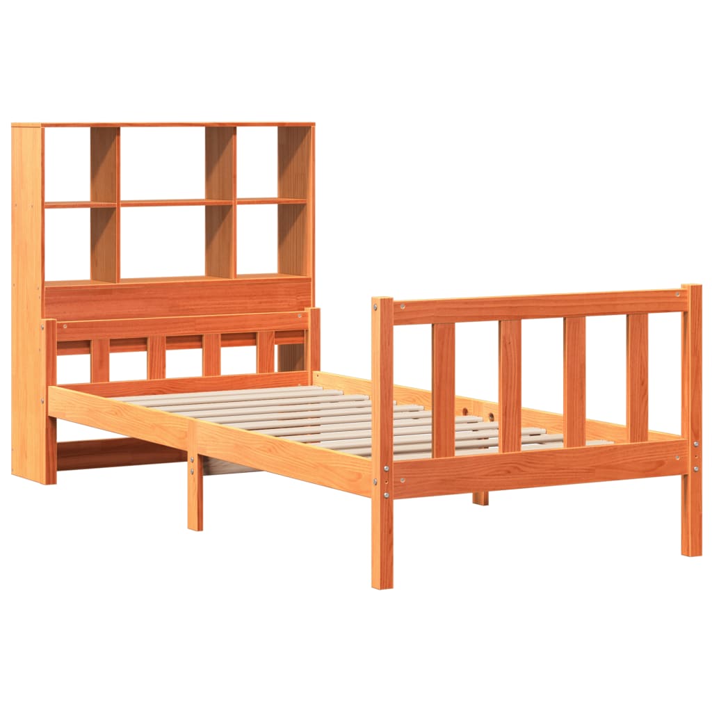 Letto Libreria senza Materasso Marrone Cera 75x190 cm Legno