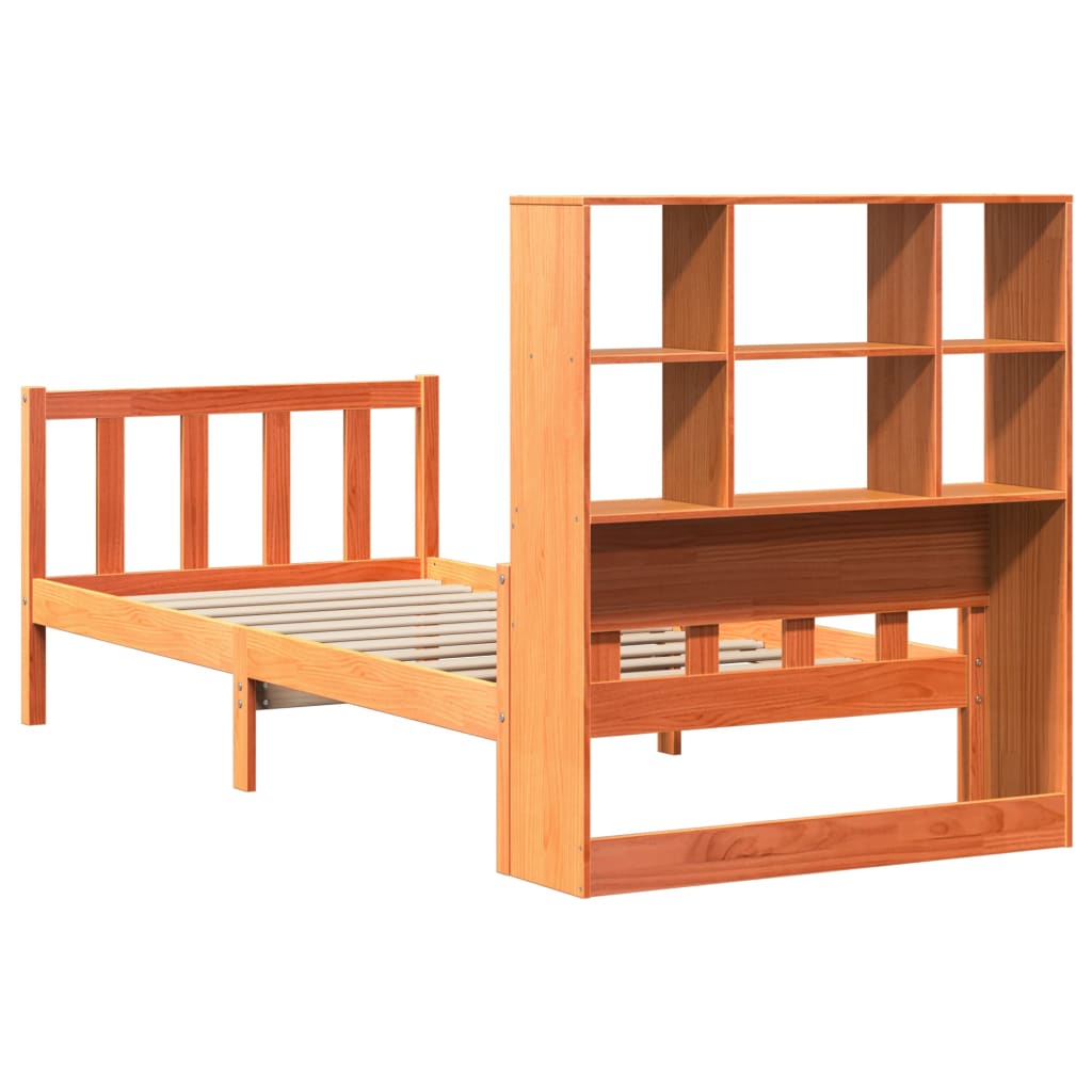 Letto Libreria senza Materasso Marrone Cera 75x190 cm Legno