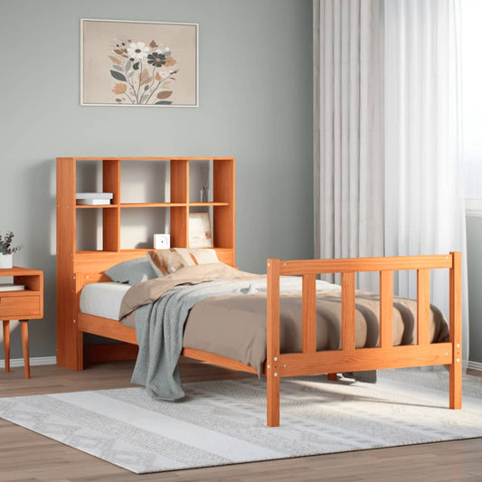 Letto Libreria senza Materasso Marrone Cera 75x190 cm Legno