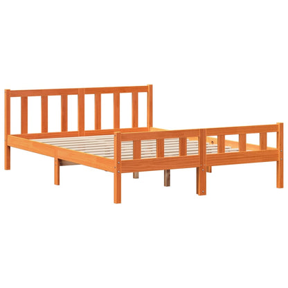 Letto Libreria senza Materasso Marrone Cera 150x200 cm Legno