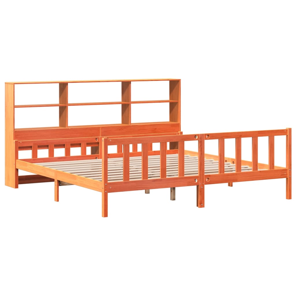 Letto Libreria senza Materasso Marrone Cera 180x200 cm Legno