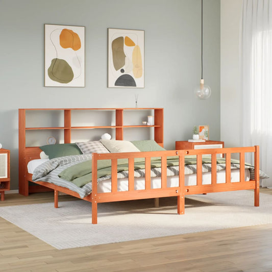 Letto Libreria senza Materasso Marrone Cera 180x200 cm Legno