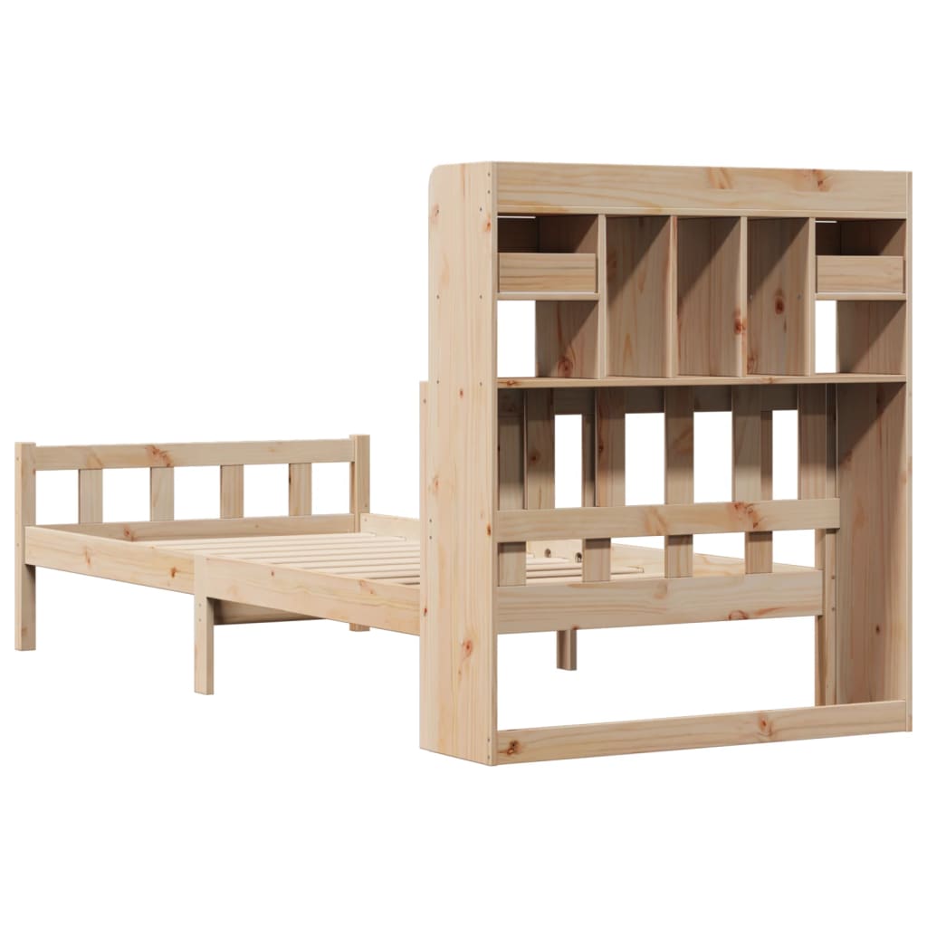 Giroletto con Libreria senza Materasso 75x190 cm in Legno Pino