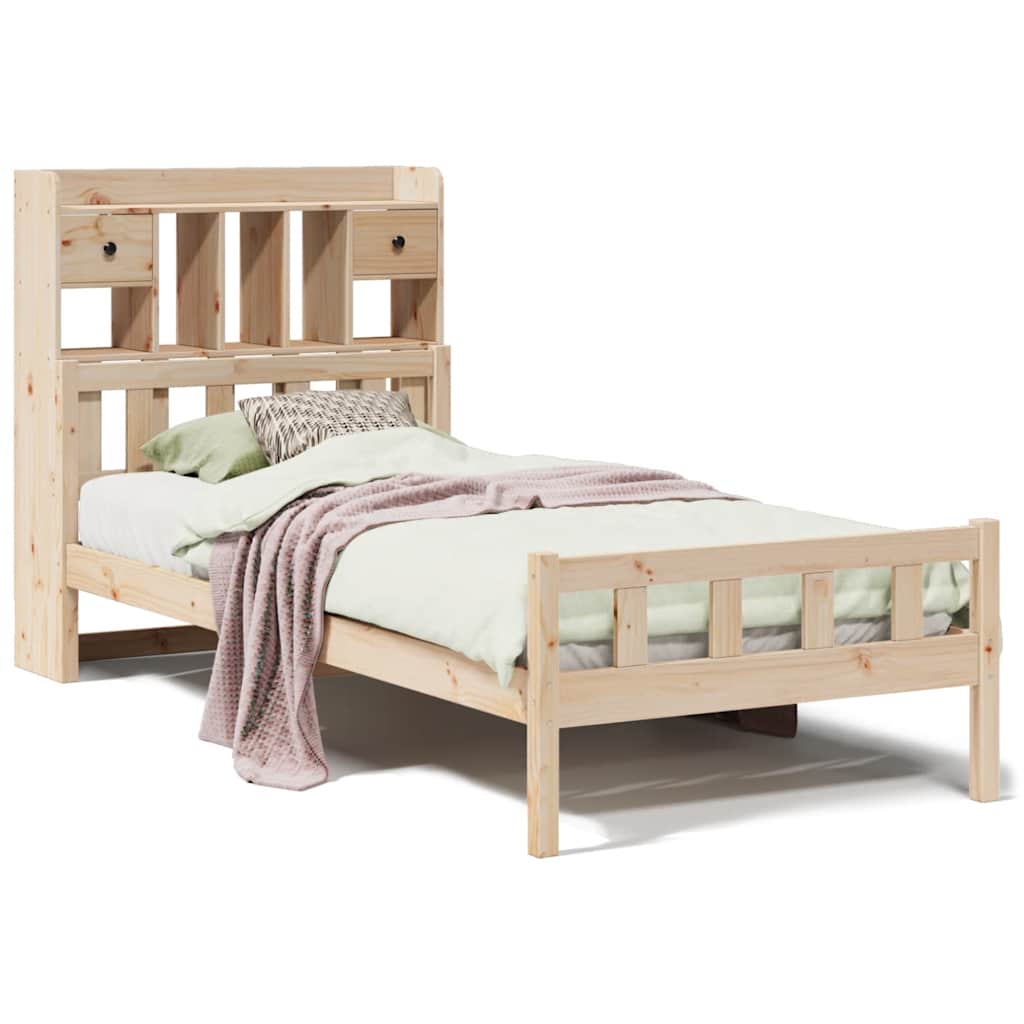 Letto Libreria senza Materasso 90x190 cm Legno Massello Pino | homemem39