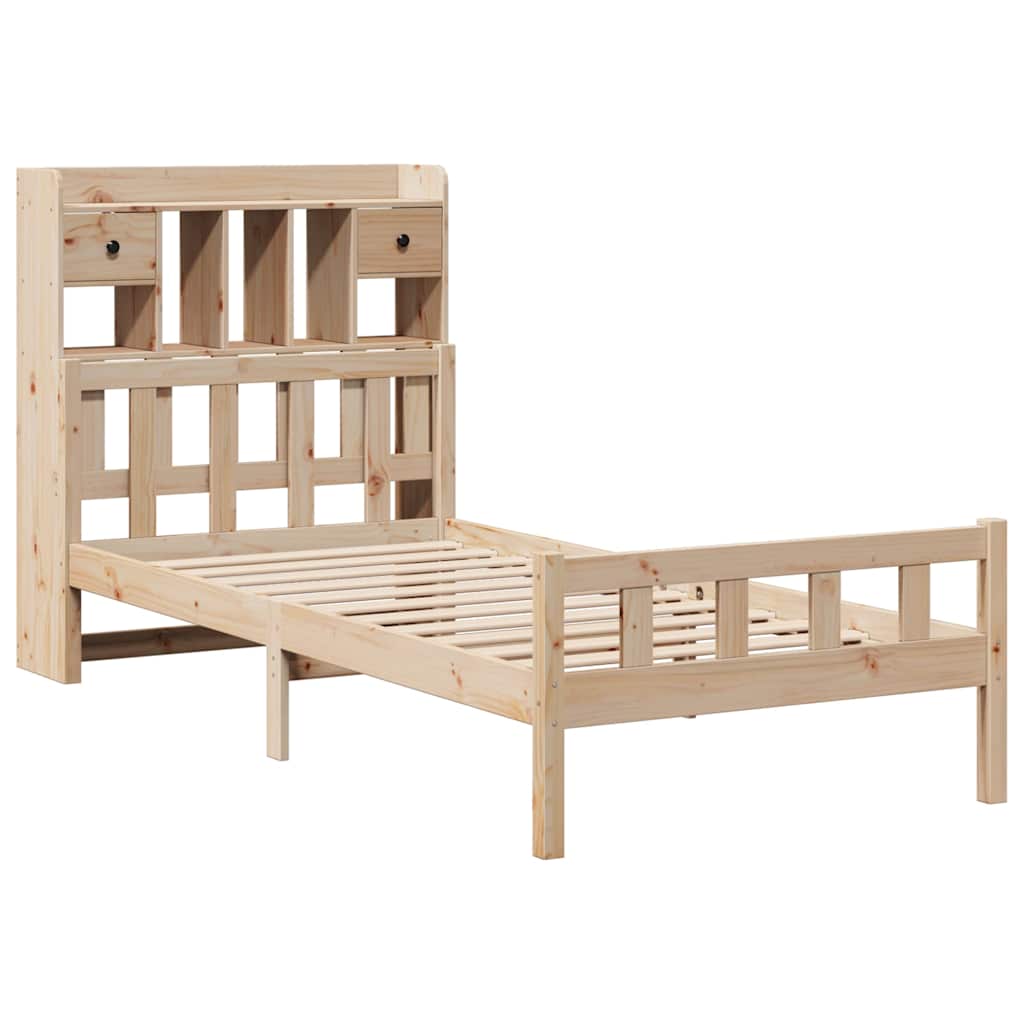 Letto Libreria senza Materasso 90x190 cm Legno Massello Pino | homemem39